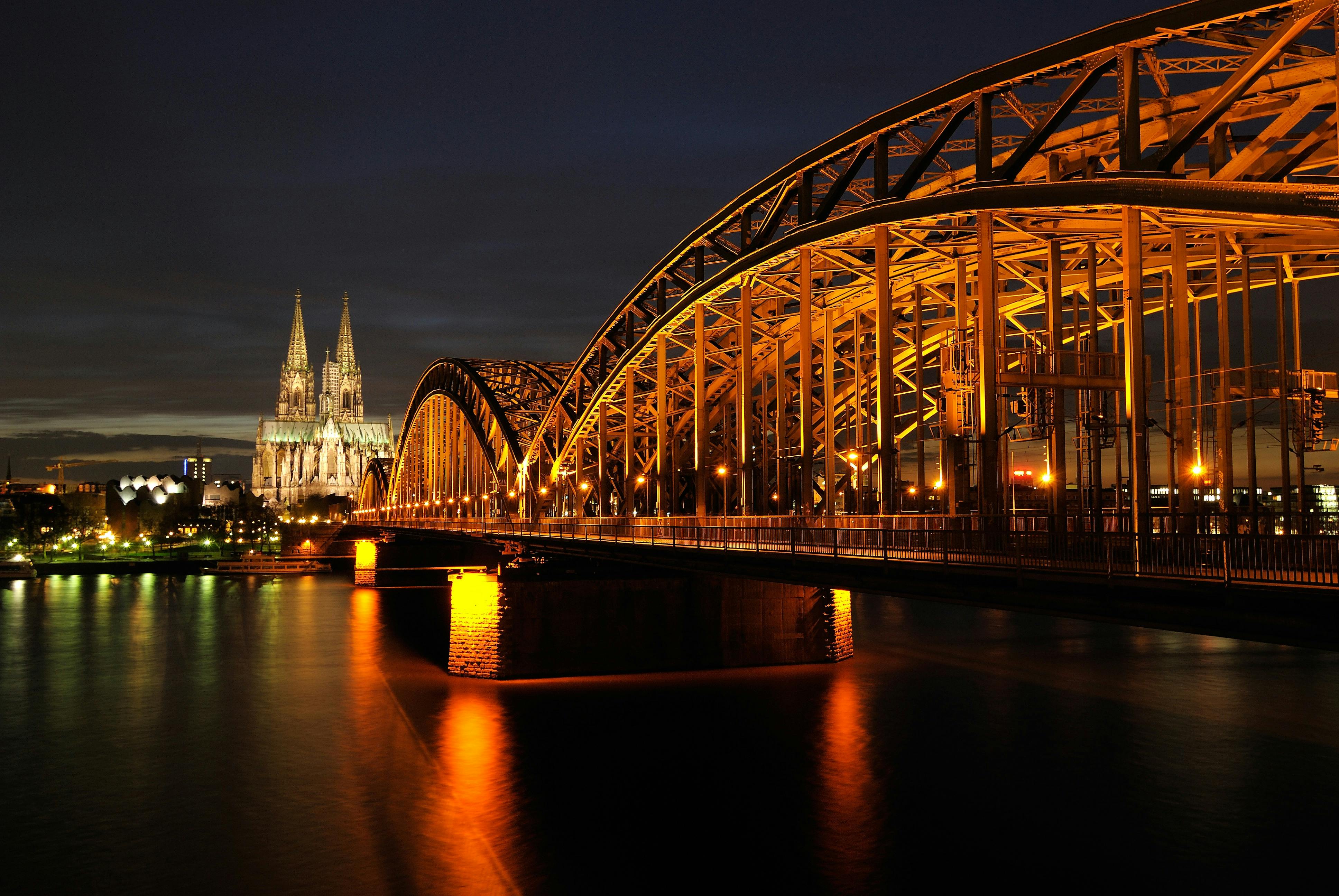 Cologne Cathedral and the Hohenzollern Bridge at night